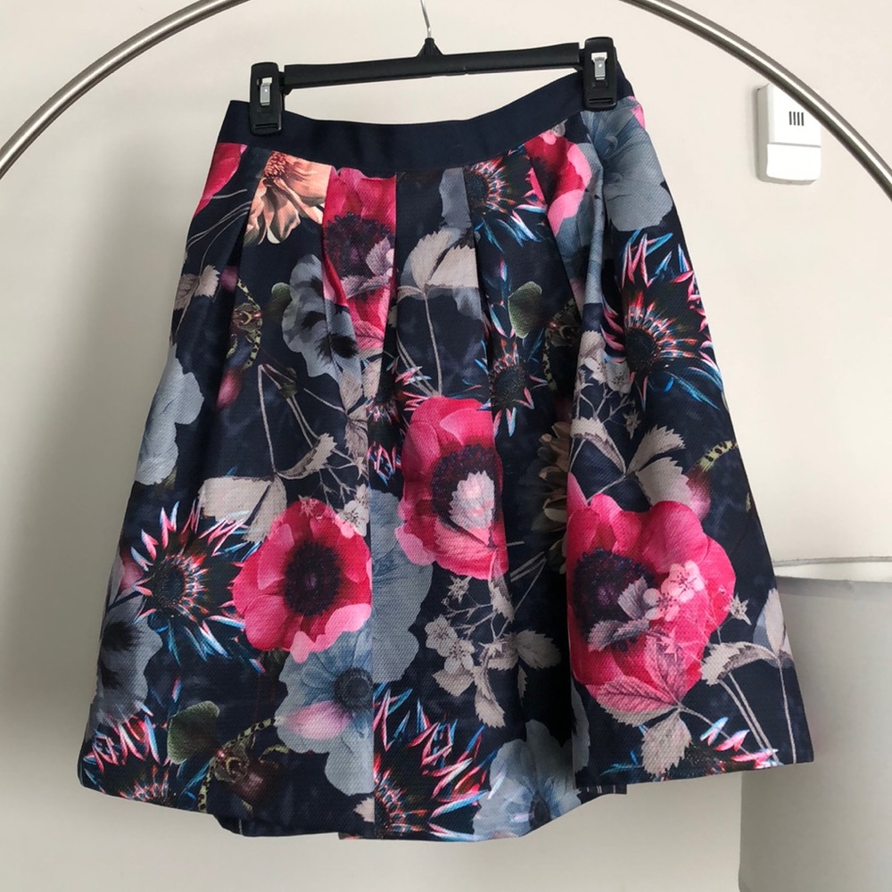 Ted Baker London neon Poppy print skirt
